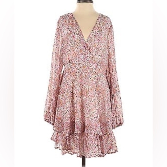 Japna Dresses & Skirts - Japna pink and orange floral bohemian‎ tiered dress